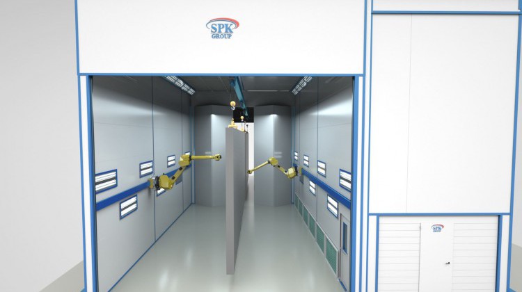 Уличная покрасочно-сушильная камера с покрасочным роботами SPK Уличная покрасочно-сушильная камера с покрасочным роботами SPK