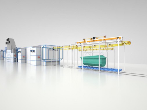 Линия окраски крупногабаритных деталей сельскохозяйственных машин SPK Линия окраски крупных деталей с/х техники от SPK GROUP