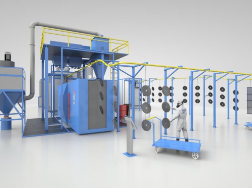 Автоматическая конвейерная линия для подготовки и окраски деталей сельхозтехники SPK Линия окраски деталей сельхозтехники от SPK GROUP