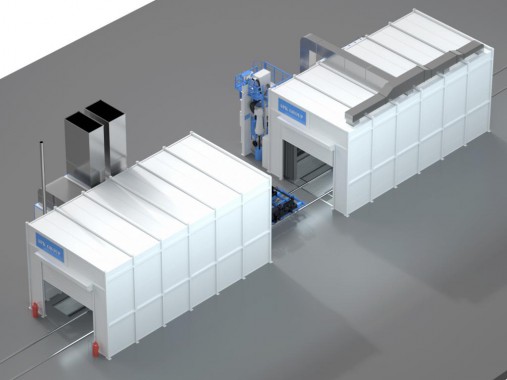 Комплекс дробеструйно-окрасочно-сушильный проходного типа SPK Комплекс дробеструйно-окрасочно-сушильный проходного типа SPK GROUP