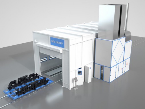 Комплекс дробеструйно-окрасочно-сушильный проходного типа SPK Комплекс дробеструйно-окрасочно-сушильный проходного типа SPK GROUP