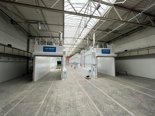 Линия подготовки и окраски кузовов и рам самосвалов, г. Калининград Линия подготовки и окраски кузовов и рам самосвалов SPK GROUP