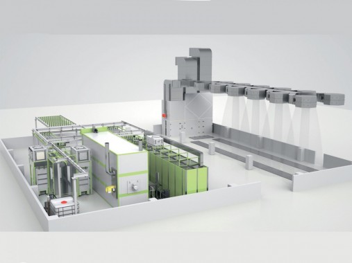 Зона открытой окраски SPK-18.6.6 и комплекс оборудования для порошковой окраски SPK-CS-60.15.1.22 для строительных металлоконструкций Зона открытой окраски и комплекс оборудования для порошковой окраски для строительных металлоконструкций SPK GROUP