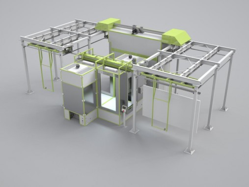 Порошковая окрасочная линия для шкафов вентиляции и климатического оборудования SPK Порошковая окрасочная линия SPK GROUP для шкафов вентиляции и климатического оборудования