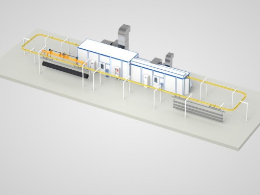 Линия окраски проходного типа SPK P-18.3.3 с подвесной транспортной системой Линия окраски проходного типа SPK GROUP с подвесной транспортной системой