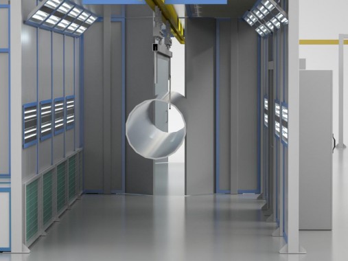 Линия окраски проходного типа SPK P-18.3.3 с подвесной транспортной системой Линия окраски проходного типа SPK GROUP с подвесной транспортной системой