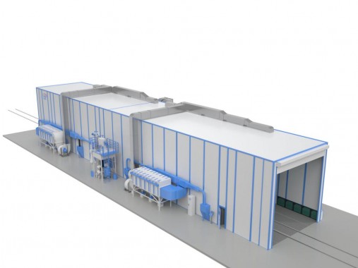 Комплекс оборудования SPK подготовки и покраски поверхности секций башен ВЭС Комплекс оборудования SPK подготовки и покраски поверхности секций башен ВЭС SPK GROUP