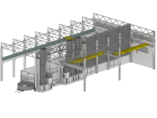 Окрасочно-сушильная камера для деталей ветрогенераторов SPK P-24.5.7 Окрасочно-сушильная камера для деталей ветрогенераторов SPK GROUP