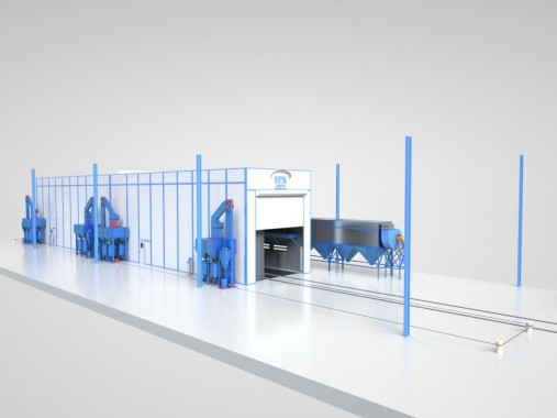 Проходная дробеструйная камера для полувагонов SPK-38.7.8 Проходная дробеструйная камера для полувагонов SPK GROUP