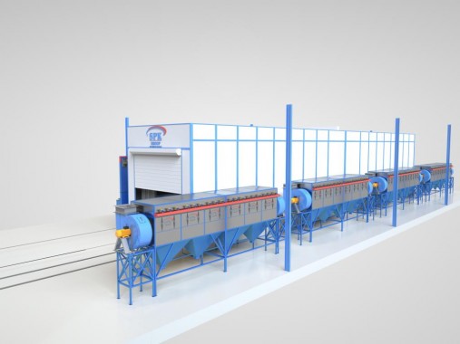 Проходная дробеструйная камера для полувагонов SPK-38.7.8 Проходная дробеструйная камера для полувагонов SPK GROUP