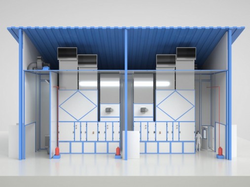 Уличная окрасочно-сушильная камера для грузовых автомобилей специального назначения SPK-15.11.8 Проект уличной окрасочно-сушильная камера для грузовых авто SPK GROUP