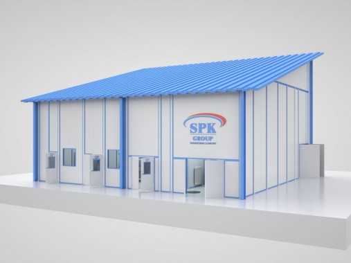 Уличная окрасочно-сушильная камера для грузовых автомобилей специального назначения SPK-15.11.8 Проект уличной окрасочно-сушильная камера для грузовых авто SPK GROUP