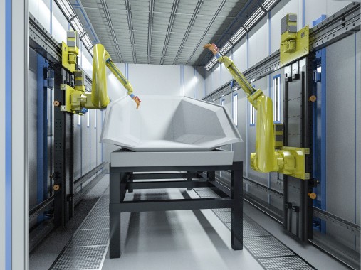 Автоматическая камера с роботами для окраски крупногабаритной спецтехники SPK GROUP