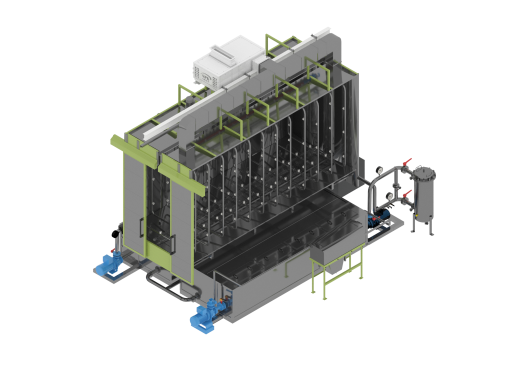 Линия порошковой окраски с ручной конвейерной системой для изделий из металлопроката Линия порошковой окраски SPK GROUP с ручной конвейерной системой для изделий из металлопроката
