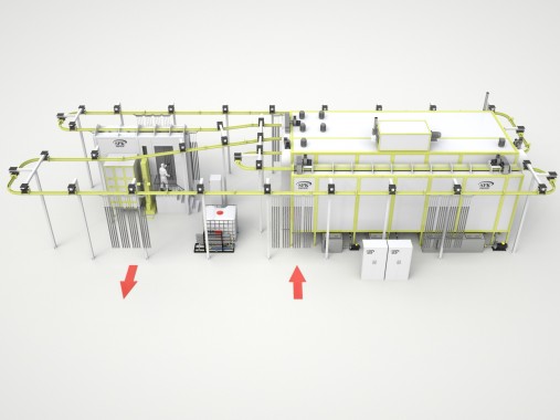Линия порошковой окраски с ручной конвейерной системой для почвообрабатывающей техники Линия порошковой окраски SPK GROUP с ручной конвейерной системой для почвообрабатывающей техники