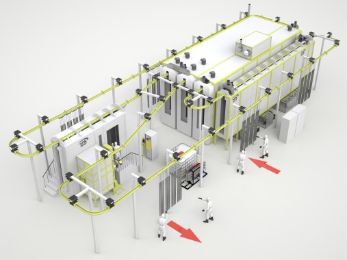Линия порошковой окраски с ручной конвейерной системой для почвообрабатывающей техники Линия порошковой окраски SPK GROUP с ручной конвейерной системой для почвообрабатывающей техники