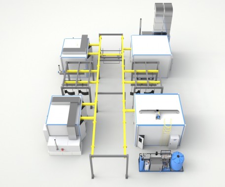 Комплекс подготовки к окраске, окраски и сушки изделий с подвесным конвейером SPK Комплекс подготовки к окраске, окраски и сушки изделий SPK GROUP с подвесным конвейером