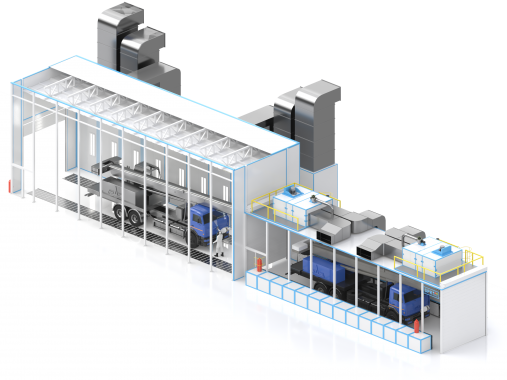 Зона открытой окраски SPK для полуприцепов, автомобильных кранов и спецфургонов SPK GROUP