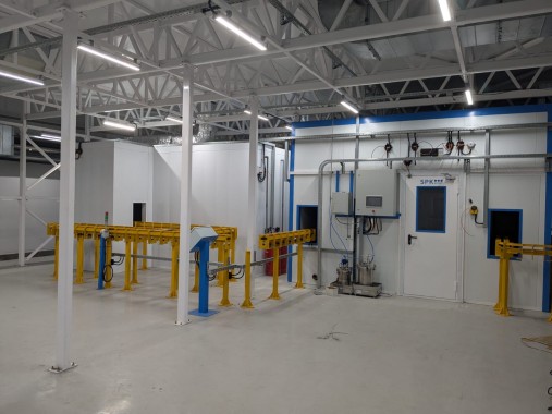 Автоматизированная линия SPK для покраски деталей электровентиляторов и электродвигателей, г. Пермь Автоматизированная линия SPK GROUP для покраски деталей электровентиляторов и электродвигателей, г. Пермь