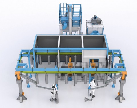 Роботизированный комплекс дробеструйной обработки изделий машиностроения SPK Роботизированный комплекс дробеструйной обработки изделий машиностроения SPK