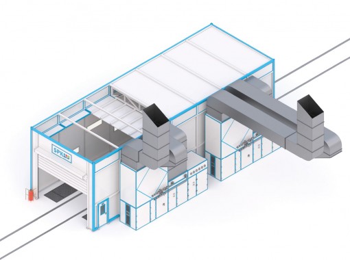 Уличный комплекс SPK-42.16.8. дробеструйная и окрасочно-сушильная камеры Уличный комплекс SPK-42.16.8. дробеструйная и окрасочно-сушильная камеры
