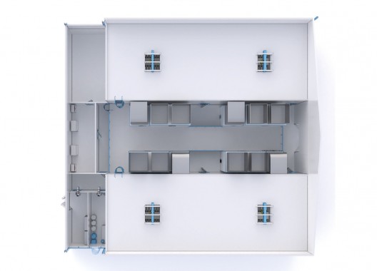 Двухсекционная окрасочно-сушильная камера SPK-SCB-26.24.10. уличного исполнения Двухсекционная окрасочно-сушильная камера SPK-SCB-26.24.10. уличного исполнения