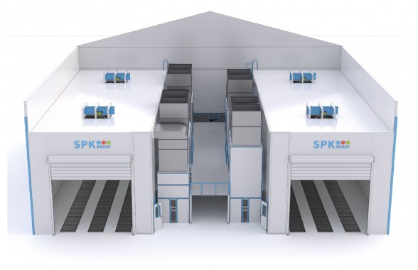 Двухсекционная окрасочно-сушильная камера SPK-SCB-26.24.10. уличного исполнения Двухсекционная окрасочно-сушильная камера SPK-SCB-26.24.10. уличного исполнения
