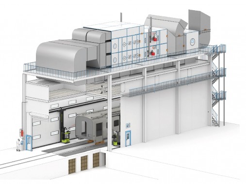 Окрасочно-сушильная камера SPK-SCB-31.8.8 для окраски вагонов высокоскоростных поездов Окрасочно-сушильная камера SPK-SCB-31.8.8 для окраски вагонов высокоскоростных поездов