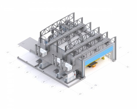 Дробеструйно-окрасочная камера для судовых блоков SPK Дробеструйно-окрасочная камера для судовых блоков SPK