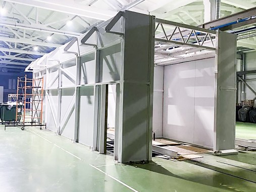 Комплекс камер подготовки поверхности, жидкостной окраски и сушки изделий SPK-19.6.4, г. Бугульма Комплекс камер подготовки поверхности, жидкостной окраски и сушки изделий SPK-19.6.4, г. Бугульма