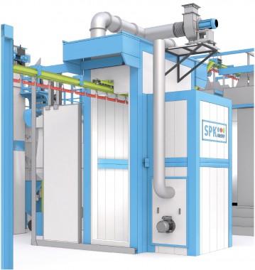 Комплекс оборудования для порошковой окраски с ручным подвесным конвейером SPK Комплекс оборудования для порошковой окраски с ручным подвесным конвейером SPK
