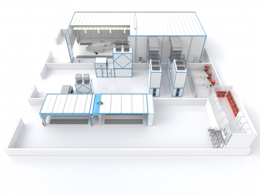 Окрасочно-сушильный комплекс SPK GROUP для деталей вертолетов Окрасочно-сушильный комплекс SPK GROUP для деталей вертолетов