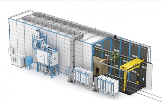 Автоматизированная дробеструйная камера тупикового типа обитаемая SPK-SBB-38.8.8 Автоматизированная дробеструйная камера тупикового типа обитаемая SPK-SBB-38.8.8
