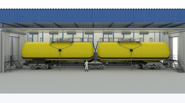 Комплекс оборудования SPK для подготовки и окраски железнодорожных вагонов Комплекс оборудования SPK для подготовки и окраски железнодорожных вагонов