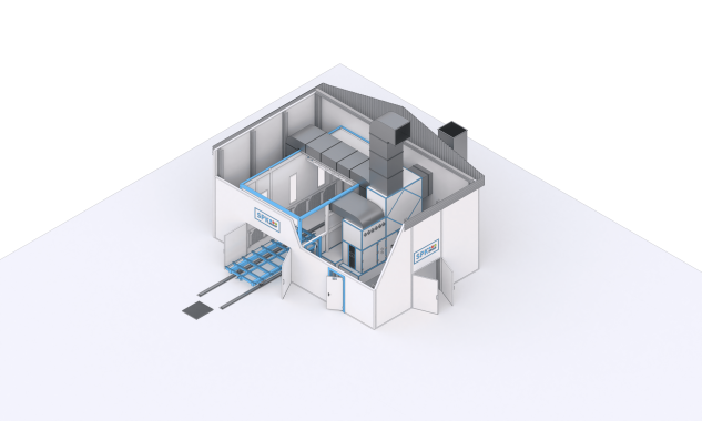 Проходная окрасочно-сушильная камера уличного типа SPK-7.4.3