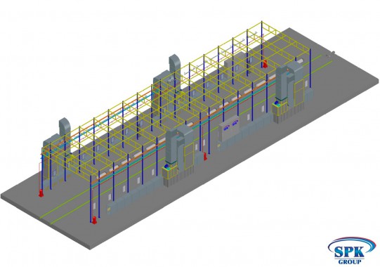 Малярная камера проходного типа для стрел башенных кранов SPK-32.7.5 Малярная камера проходного типа для стрел башенных кранов SPK GROUP