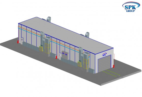Малярная камера проходного типа для стрел башенных кранов SPK-32.7.5 Малярная камера проходного типа для стрел башенных кранов SPK GROUP