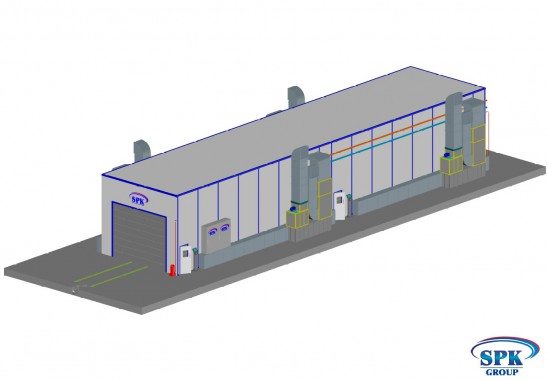 Малярная камера проходного типа для стрел башенных кранов SPK-32.7.5 Малярная камера проходного типа для стрел башенных кранов SPK GROUP