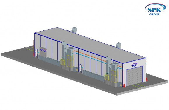 Малярная камера проходного типа для стрел башенных кранов SPK-32.7.5 Малярная камера проходного типа для стрел башенных кранов SPK GROUP