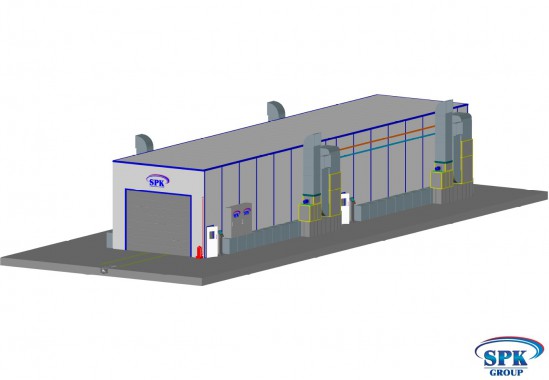 Малярная камера проходного типа для стрел башенных кранов SPK-32.7.5 Малярная камера проходного типа для стрел башенных кранов SPK GROUP