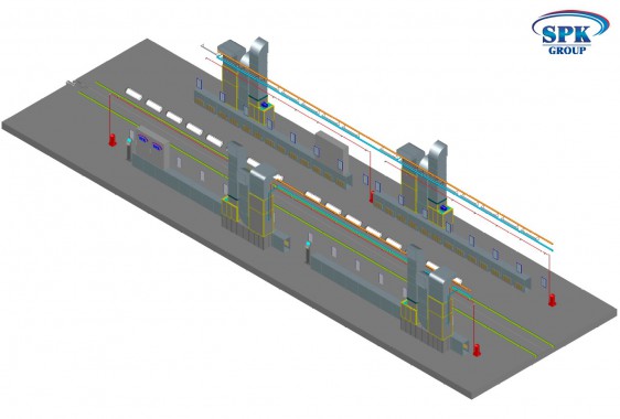 Малярная камера проходного типа для стрел башенных кранов SPK-32.7.5 Малярная камера проходного типа для стрел башенных кранов SPK GROUP