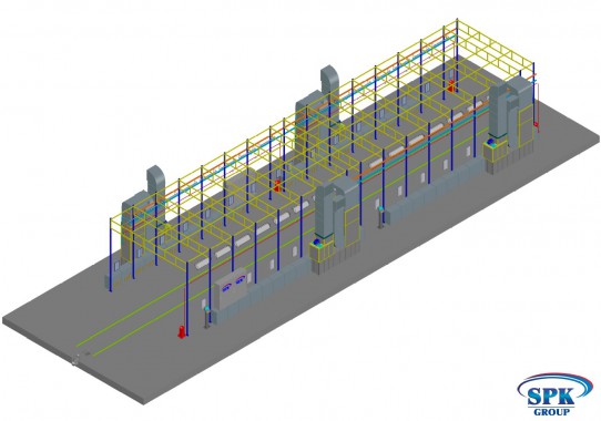 Малярная камера проходного типа для стрел башенных кранов SPK-32.7.5 Малярная камера проходного типа для стрел башенных кранов SPK GROUP