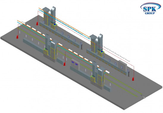 Малярная камера проходного типа для стрел башенных кранов SPK-32.7.5 Малярная камера проходного типа для стрел башенных кранов SPK GROUP