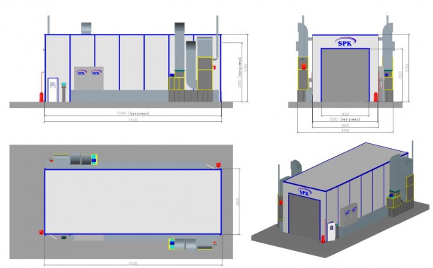 Камера окраски для автобусов и грузовых автомобилей тупикового типа SPK-15.6.5 Камера окраски и сушки SPK GROUP для грузовиков и автобусов
