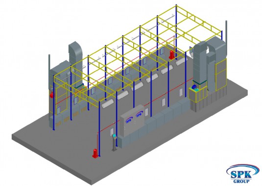 Камера окраски для автобусов и грузовых автомобилей тупикового типа SPK-15.6.5 Камера окраски и сушки СПК для грузовиков и автобусов