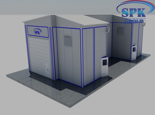 Уличная покрасочно-сушильная камера для металлоконструкций SPK-15.5.5 Уличная покрасочно-сушильная камера для металлоконструкций SPK GROUP