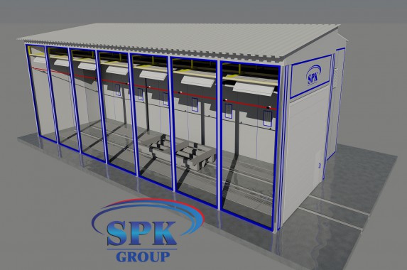 Уличная покрасочно-сушильная камера для металлоконструкций SPK-15.5.5 Уличная покрасочно-сушильная камера для металлоконструкций SPK GROUP