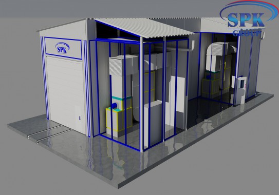 Уличная покрасочно-сушильная камера для металлоконструкций SPK-15.5.5 Уличная покрасочно-сушильная камера для металлоконструкций SPK GROUP
