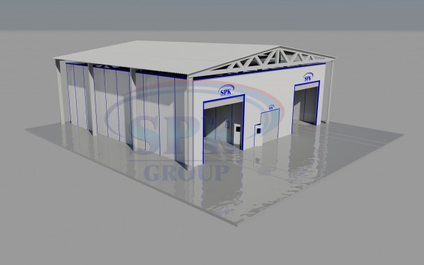 Окрасочно-сушильный комплекс для обработки металлических ферм сложной конструкции SPK GROUP 