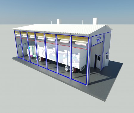 Уличная покрасочная камера для грузовых автомобилей и прицепов SPK Уличная покрасочная камера для грузовых автомобилей и прицепов SPK GROUP